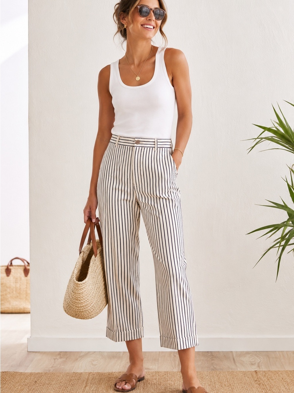 Madewell Striped High-Rise Crop Pants – Size 28